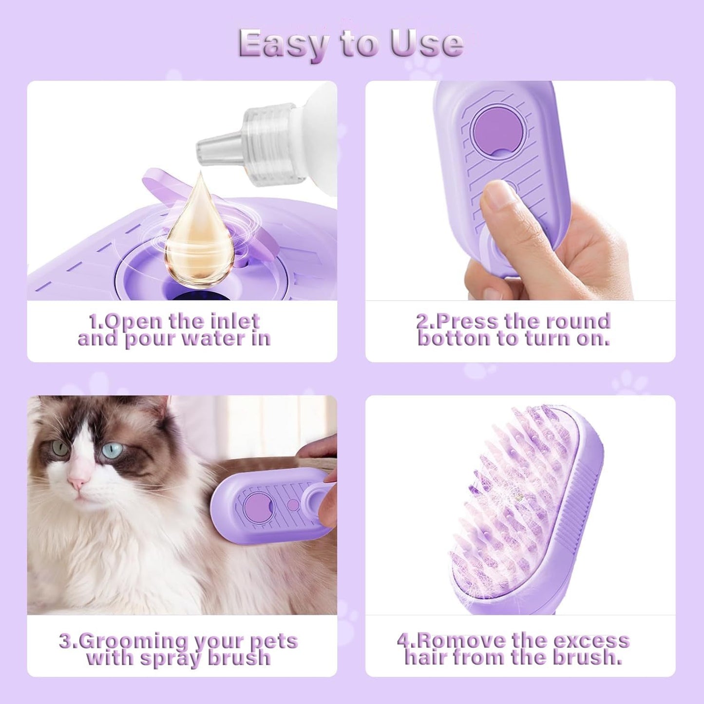 3-in-1 Cat & Dog Steam Brush – Deshedding, Cleaning & Massage Comb