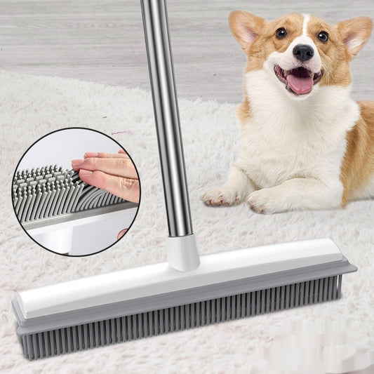 Pet Hair Remover Rubber Broom – Carpet & Floor Brush