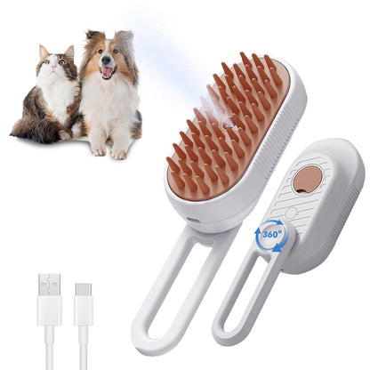 3-in-1 Cat & Dog Steam Brush – Deshedding, Cleaning & Massage Comb