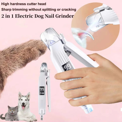 2-in-1 Electric Pet Nail Trimmer & Grinder with LED Light