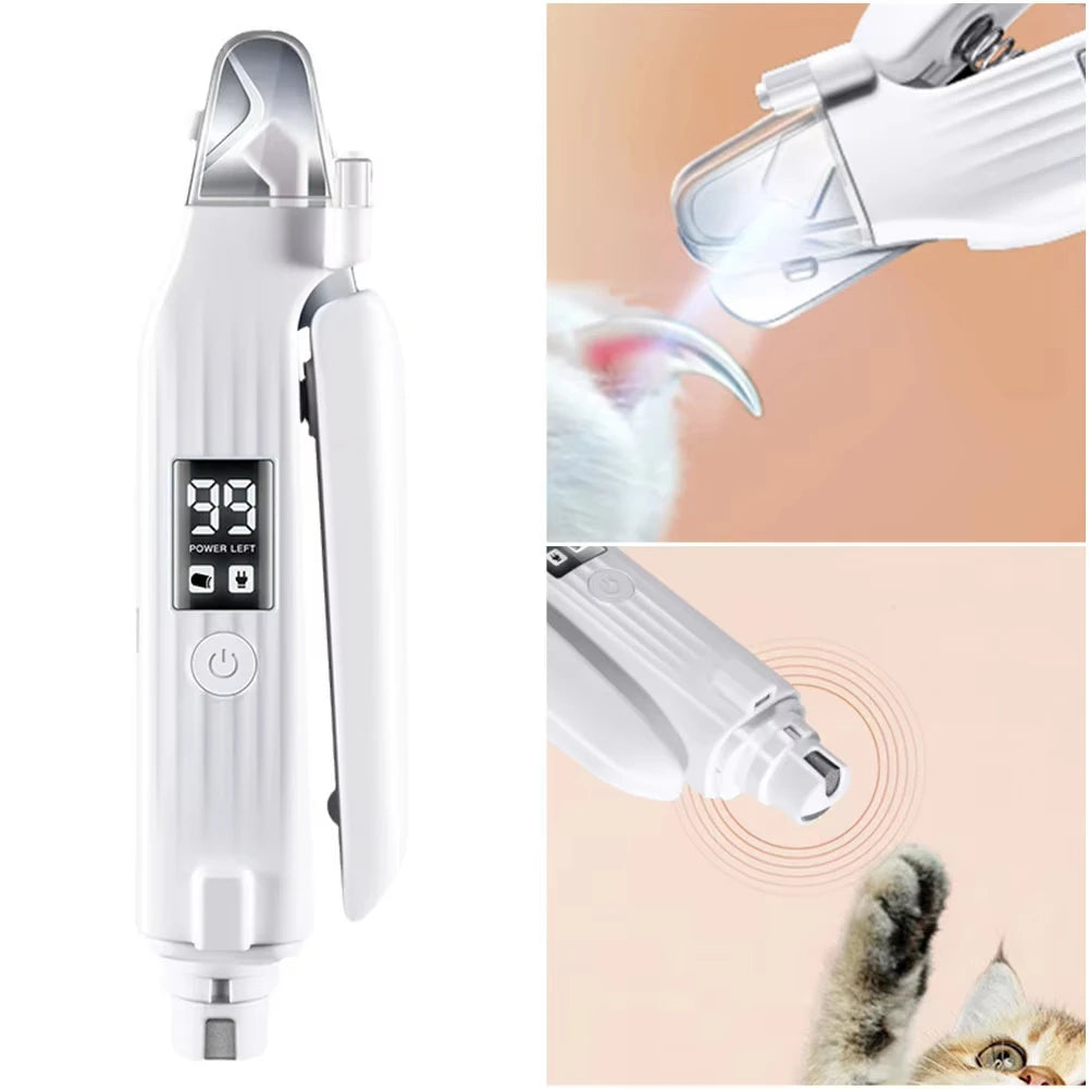 2-in-1 Electric Pet Nail Trimmer & Grinder with LED Light