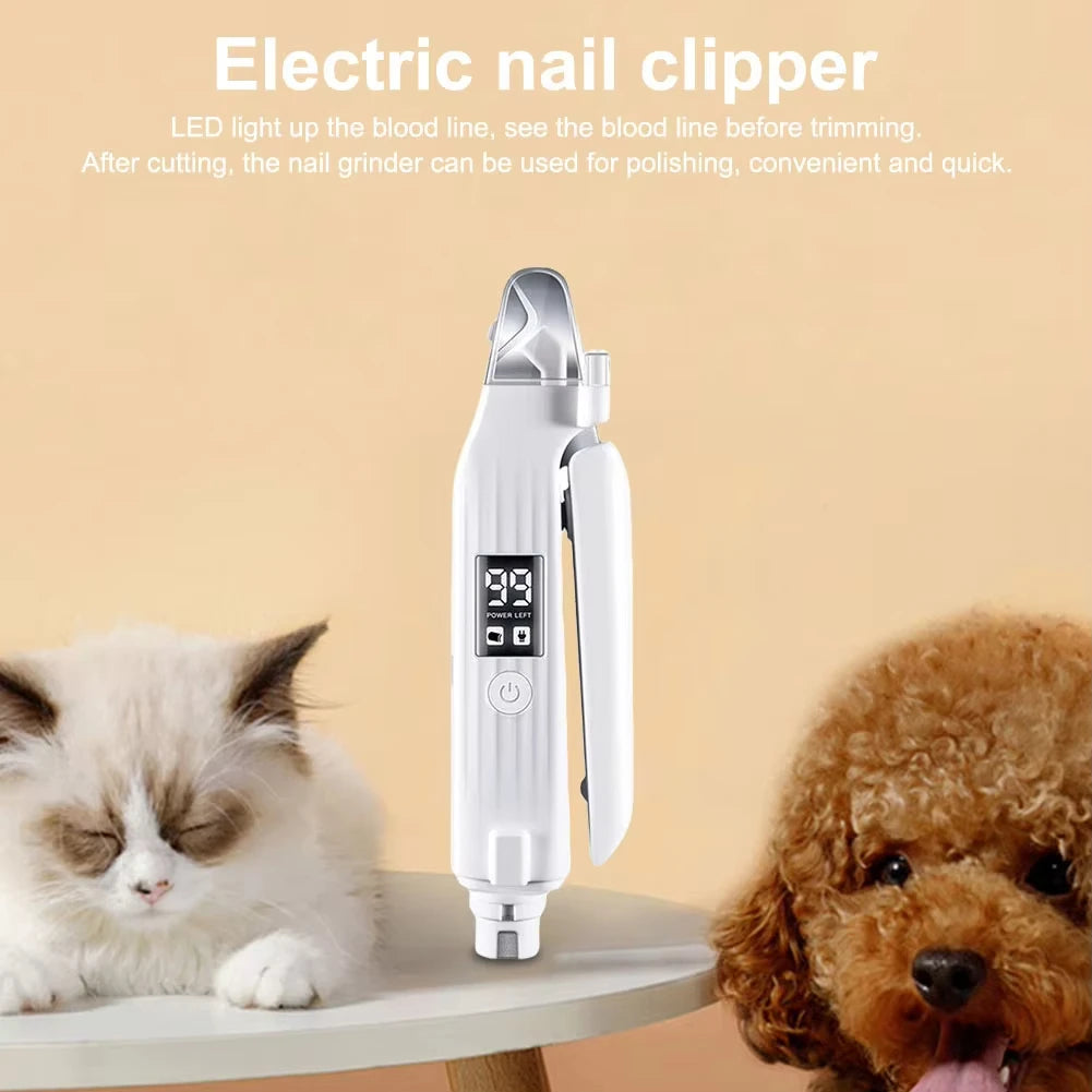 2-in-1 Electric Pet Nail Trimmer & Grinder with LED Light