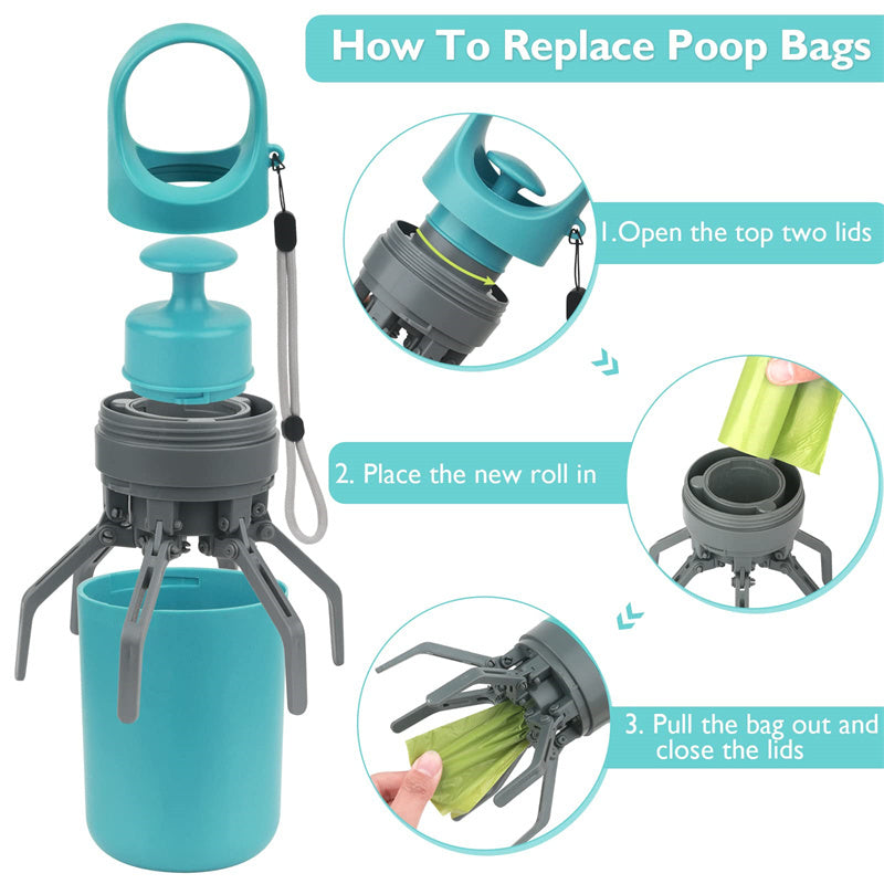 Portable Dog Poop Scooper with Waste Bag Dispenser