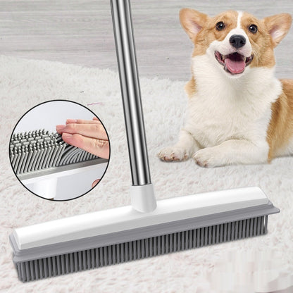 Pet Hair Remover Rubber Broom – Carpet & Floor Brush